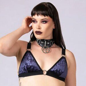 Killstar Wicked Game Plum/Black O-Ring Bralett NWT